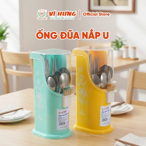 Ống Đũa 2 Ngăn Có Nắp Đậy Kèm Khe Tăm Nhựa Vĩ Hưng 3622 màu ngẫu nhiên / inbox