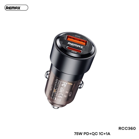 Tẩu sạc Nhanh 75W Xe Ô TÔ Remax RCC360