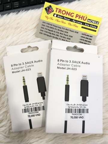 Cáp chuyển JH-023 Lighting ra chui 3.5