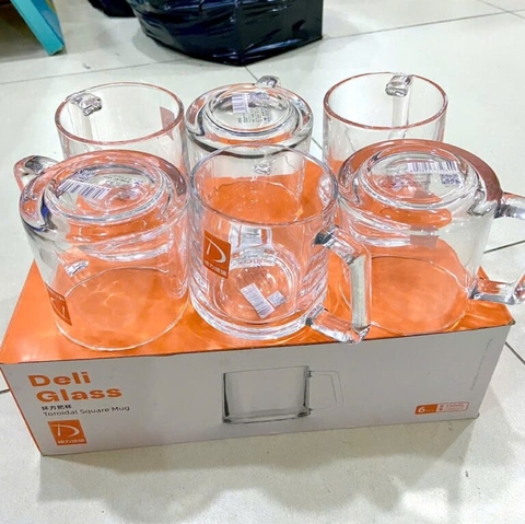 Bộ 6 Cốc/ Ly Thủy Tinh Có Vai DELI TZ401 350m