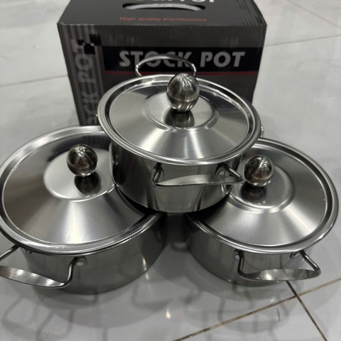 Combo 3 Nồi Inox Có Nắp OEM