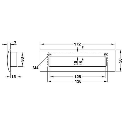 [Hafele] Tay Nắm Âm 172X50X22 Mm (Crom Mờ) 151.22.400