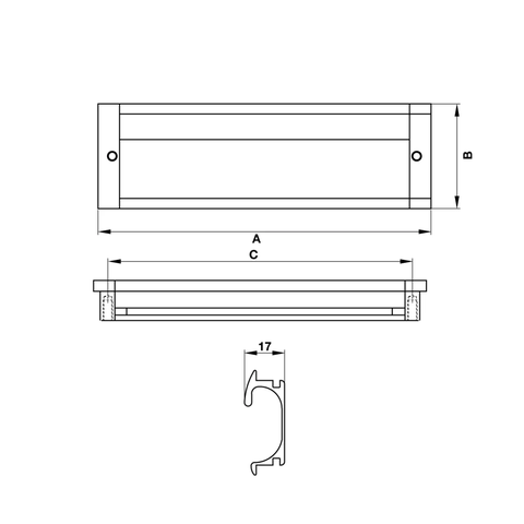 [Hafele] Tay Nắm Âm=Kl Cc096Mm,Màu Nhôm Mờ 151.76.921