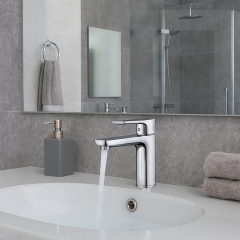 [Luxta] Vòi lavabo nóng lạnh (Thân ống trúc, tay gật gù, bao gồm dây cấp) L1220