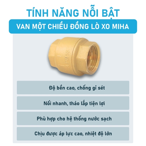 [Minh Hòa] Van một chiều đồng lò xo MIHA - PN16