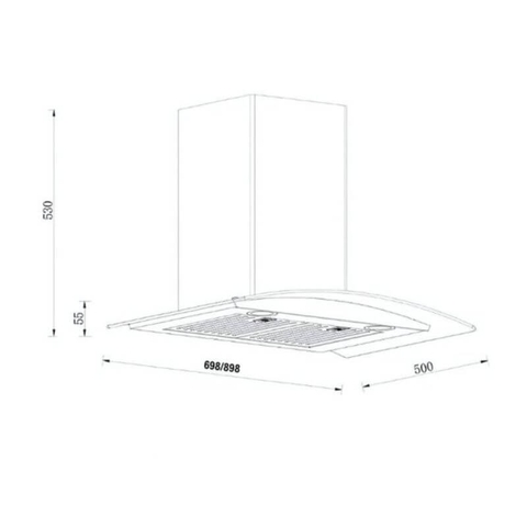 [GrandX] Hút Mùi Kính Cong Áp Tường (AC) GX H70C55