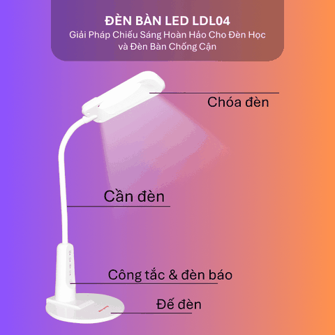 Đèn Đọc Sách Chống Cận Điện Quang ĐQ LDL04 4W (Cảm ứng, Cắm điện trực tiếp)