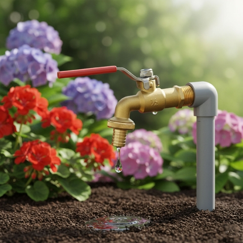 [Minh Hòa] Vòi vườn đồng tay Inox MIHA