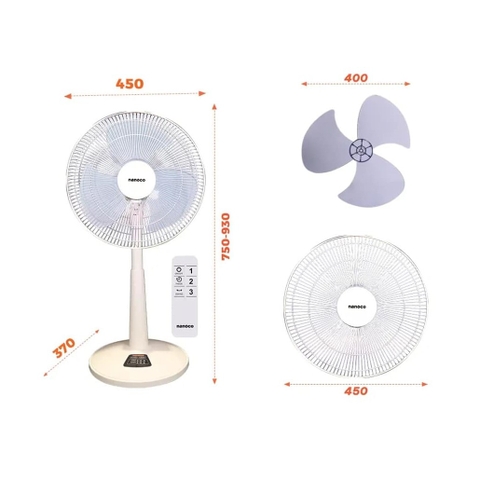 Quạt lửng remote NLF1624RC-BE 47W (màu Beige) Nanoco