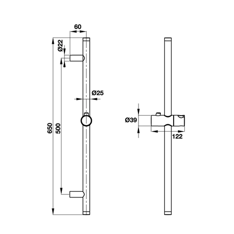 [Hafele] Thanh trượt 650R chrome 485.60.614