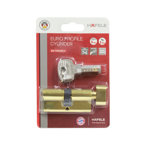 [Hafele] Ruột khóa đầu vặn đầu chìa 65mm, màu PB 489.56.005