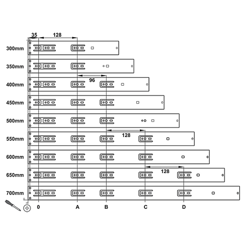 [Hafele] Ray Bi Có Giảm Chấn 45-Diy