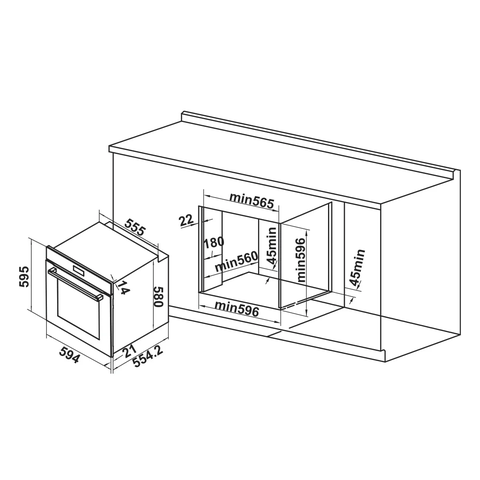 [Hafele] Lò nướng âm tủ Hafele HC-O811B 495.10.035