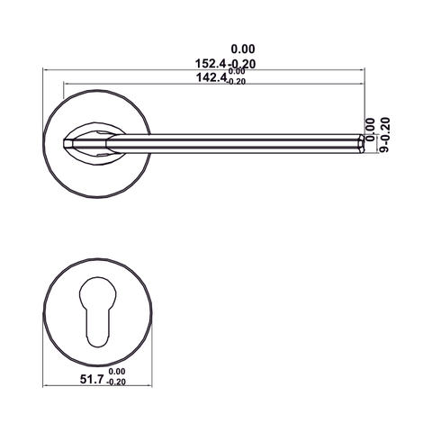 [Hafele] Khóa tay nắm DIY.A. LC7255 CYL70. Nickel 499.63.600