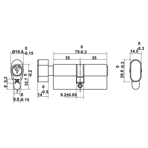 [Hafele] Khóa tay nắm DIY.C. LC7255 CYL70. Xám 499.63.618