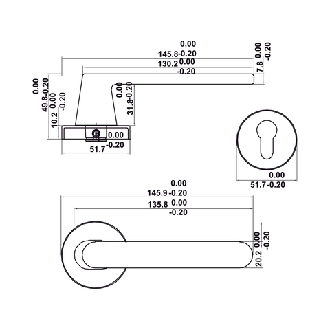 [Hafele] Khóa tay nắm DIY.B. LC7255 CYL70. Đen 499.63.609