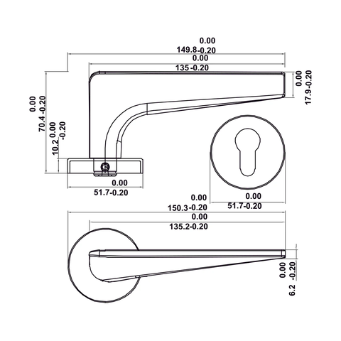 [Hafele] Khóa tay nắm DIY.C. LC7255 CYL70. Xám 499.63.618