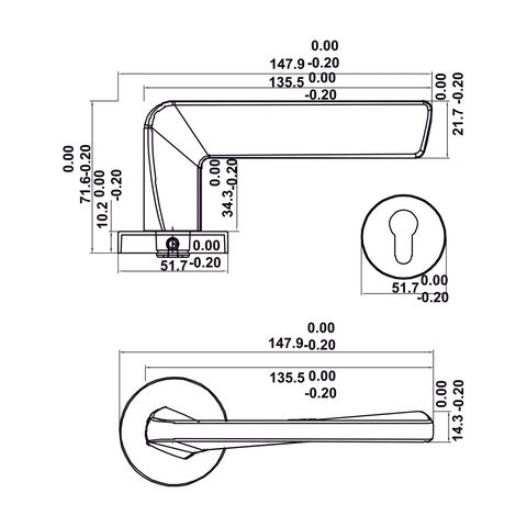 [Hafele] Khóa tay nắm DIY.D. LC7255 CYL70. Đồng 499.63.627