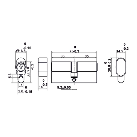 [Hafele] Khóa tay nắm DIY.D. LC7255 CYL70. Đồng 499.63.627