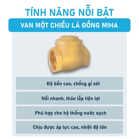 [Minh Hòa] Van 1 chiều đồng lá lật MIHA - PN16