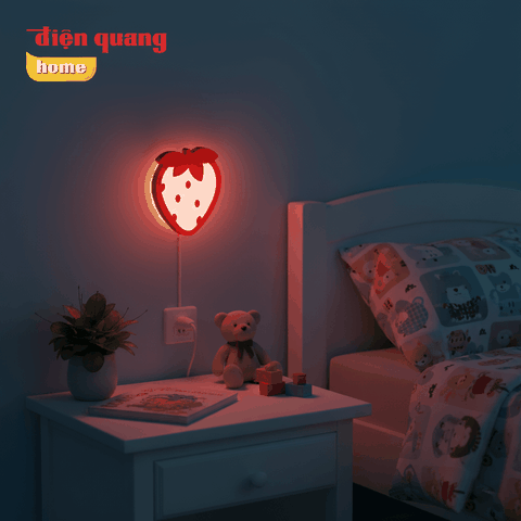 Đèn ngủ cảm biến LED Điện Quang ĐQ LNL01 WW ( Cảm biến quang, hình trái dâu, ánh sáng vàng )