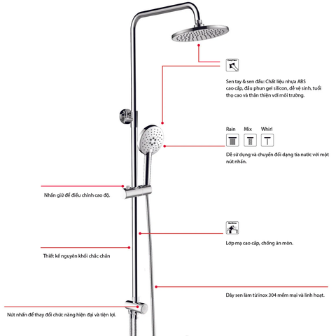 [Hafele] 	ECO Thanh sen kết hợp ko gồm bộ trộn cr 589.34.189