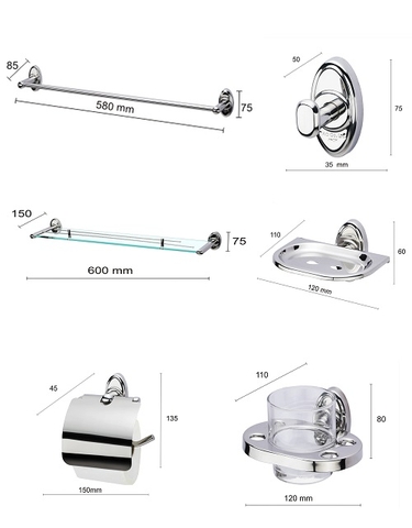 Bộ phụ kiện phòng tắm Bao 6M2C