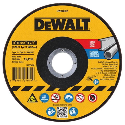 Lưỡi cắt Inox 125 x 1,6 x 22mm T1 DEWALT DWA8052-B1