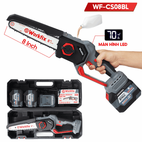 Máy Cưa Xích Pin 8inch WORKFIX WF-CS08BL – Tra Nhớt Tự Động
