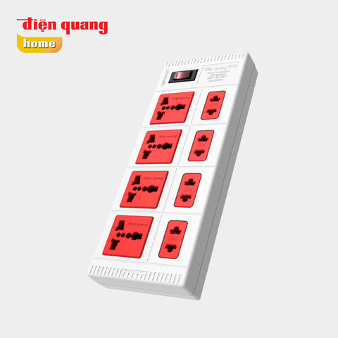 Ổ cắm ĐQ ECO ESK 5WR 8ECO (8 Lỗ, 5m, trắng đỏ) Điện Quang