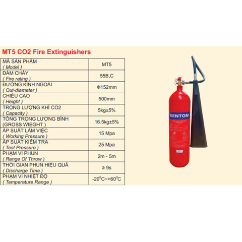 Bình Chữa Cháy CO2 5Kg MT5 KENTOM (KĐ)