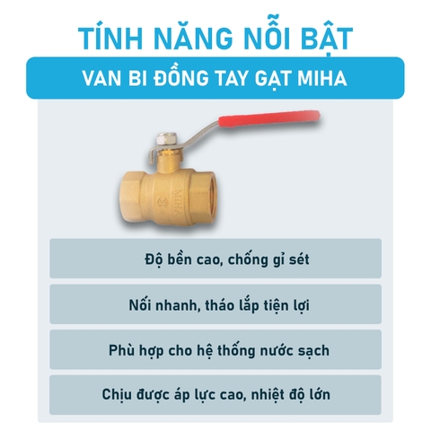[Minh Hòa] Van bi đồng tay gạt MIHA - PN16