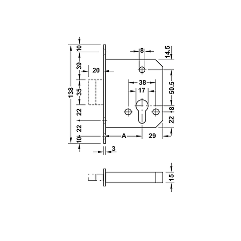 [Hafele] Thân Khóa Chốt Chết 55/24Mm =Kl 911.22.490