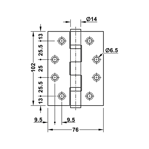 [Hafele] Bản Lề Lá 4"X3"X3Mm, Inox 304 926.98.040