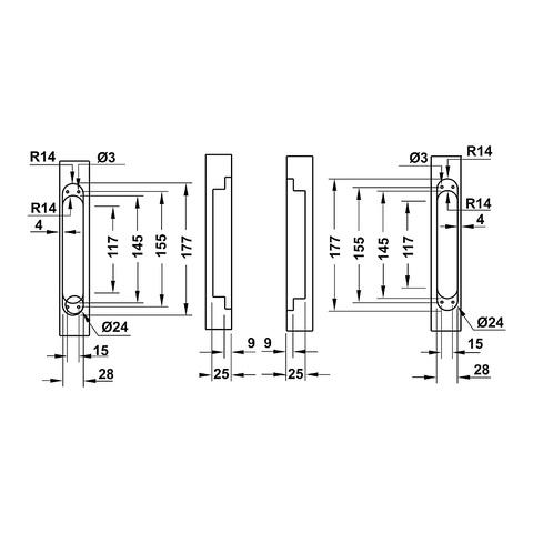 [Hafele] Bản Lề Âm, 177X72Mm, Màu Bạc/Màu Đen