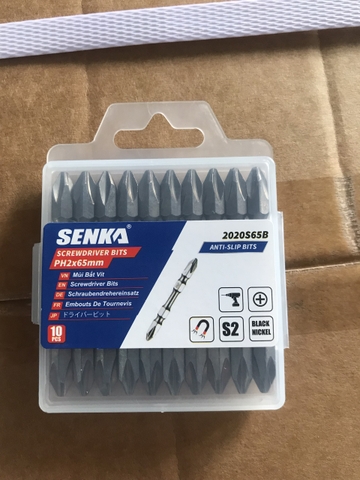 [Senka] Mũi bắn vít PH2 vật liệu S2 Taiwan NICKEL ĐEN 65MM