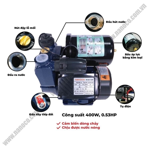 Máy bơm nước nóng tăng áp điện tử Nanoco 128-400W