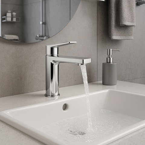 [Luxta] Vòi lavabo nóng lạnh (Thân ống trúc, tay gật gù, bao gồm dây cấp) L1221B/ L1221B Black