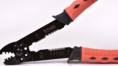 AK-9102 Kềm tuốt và bấm dây điện đa năng 9" 225mm Asaki 12/60