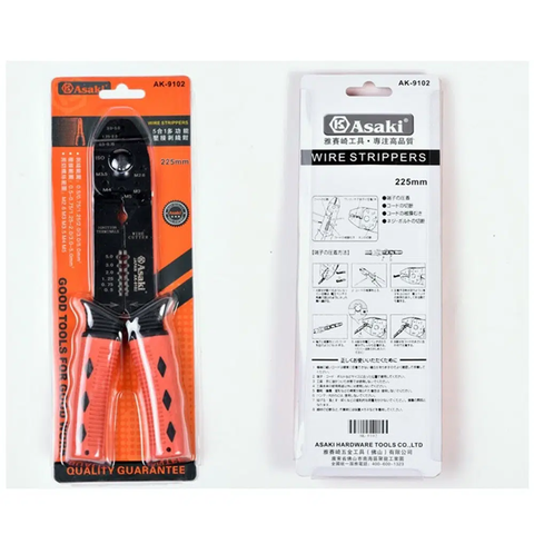 AK-9102 Kềm tuốt và bấm dây điện đa năng 9" 225mm Asaki 12/60
