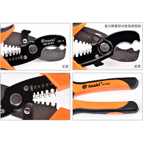 AK-9103 kềm tuốt dây điện đa năng 7"/175mm Asaki