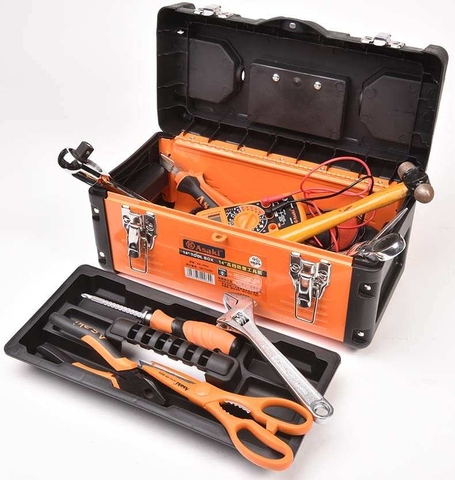 AK-9964 thùng đồ nghề vỏ nhựa đáy sắt 36x17x18 Asaki