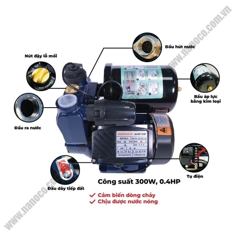 Máy bơm nước nóng tăng áp điện tử Nanoco 128-400W