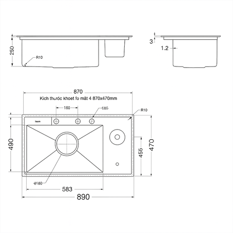 [Luxta] Chậu rửa chén inox LC8949F-3.0