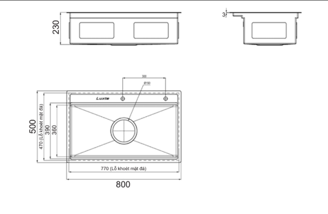 [Luxta] Chậu rửa chén inox LC8050-3.0