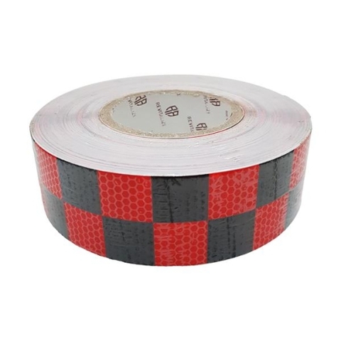 Băng keo phản quang tổ ong caro đỏ đen 5cmx45m