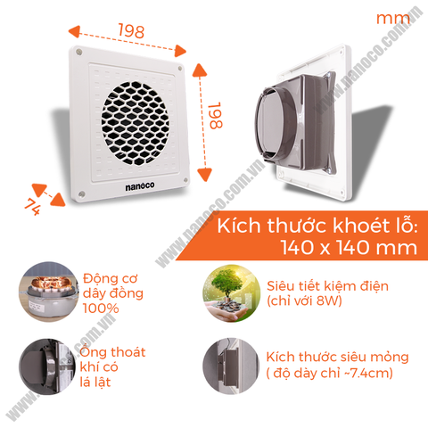 Quạt hút siêu mỏng NMV1421 8W Nanoco