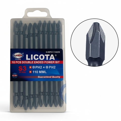 Mũi bắn vít 2 đầu xanh dài 110mm Licota