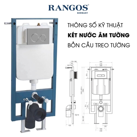 [Rangos] Bồn cầu treo tường cao cấp RG-S8802W