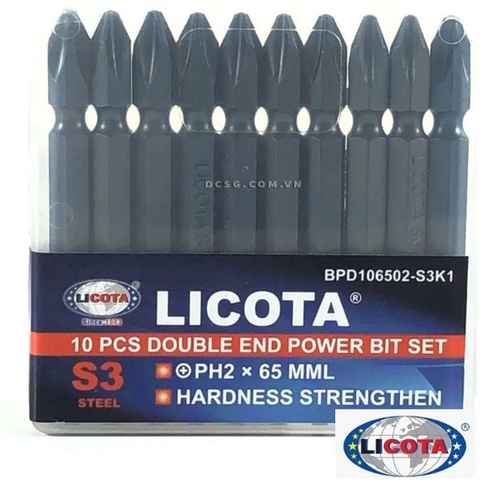 Mũi bắn vít 2 đầu xanh ngắn 65mm Licota (PH2x65mm) BPD106502-S3K1